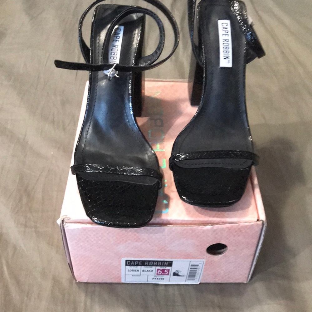 Black strapped heels